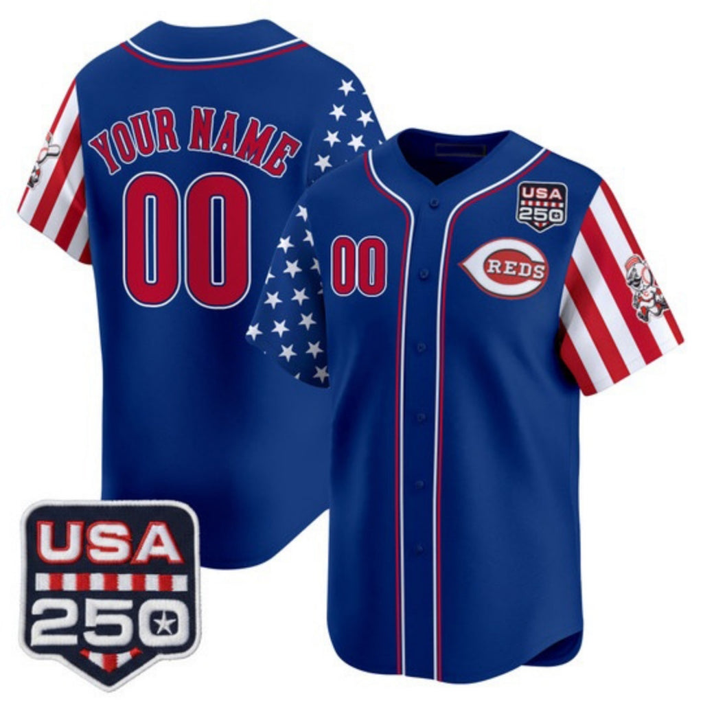 Custom Cincinnati Reds America 250 Edition Vapor Premier Limited Royal JEROMEN Stitched Jerseys