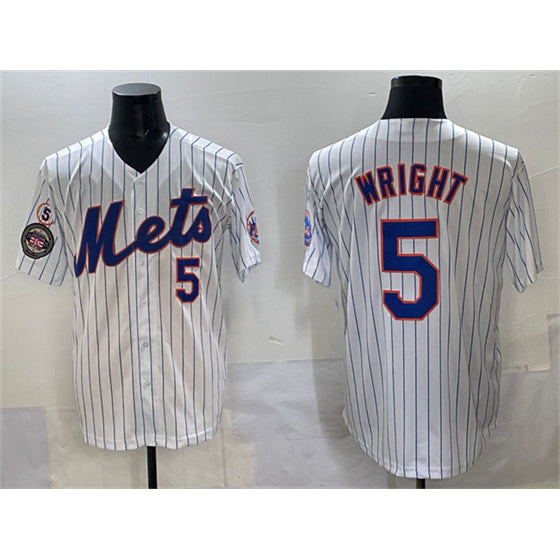 New York Mets #5 David Wright White JEROMEN With Patch Stitched Jersey