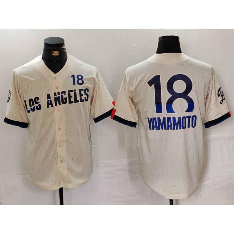 Los Angeles Dodgers #18 Yoshinobu Yamamoto Cream JEROMEN 2024 City Connect Limited Jersey