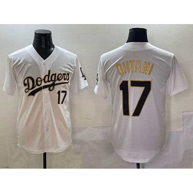 Los Angeles Dodgers #17 Shohei Ohtani White Gold JEROMEN Limited Stitched Jersey
