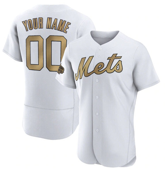 Custom New York Mets Active Player White JEROMEN 2022 All-Star Flex Base Stitched Jersey