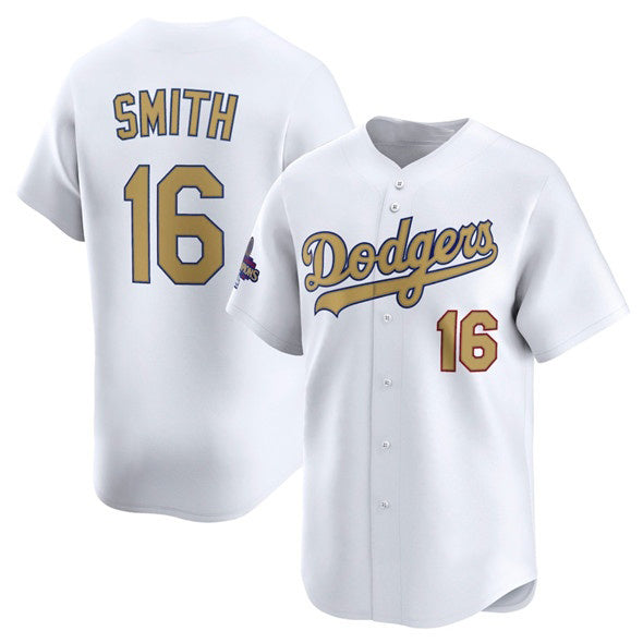 Los Angeles Dodgers #16 Will Smith White JEROMEN 2025 Gold Collection Limited Stitched Jersey