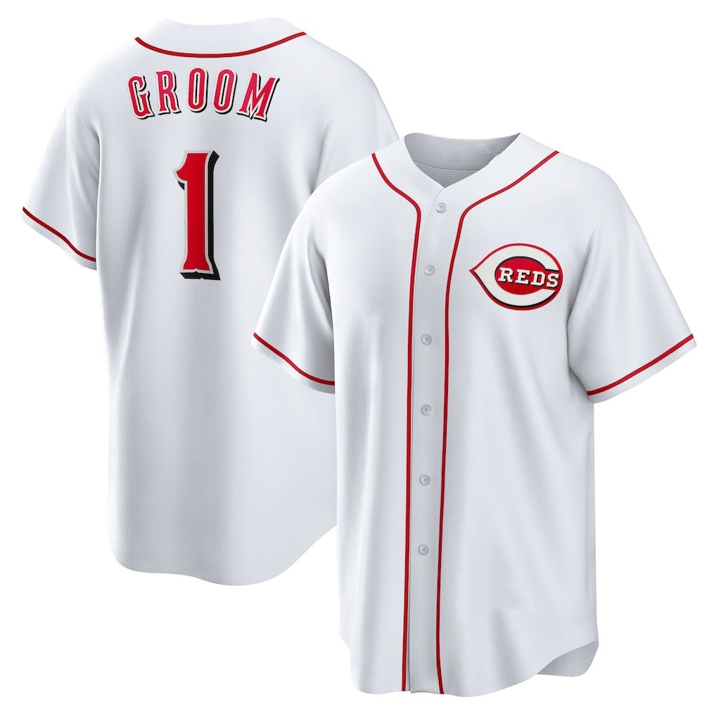 Cincinnati Reds #1 Groom White JEROMEN Home Replica Jersey