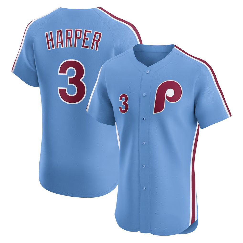 Philadelphia Phillies #3 Bryce Harper Light Blue JEROMEN Alternate Elite Jersey