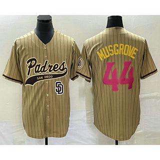 San Diego Padres #44 Joe Musgrove Tan JEROMEN Pinstripe 2023 City Connect Cool Base Stitched Jersey 2