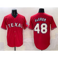 Texas Rangers #48 Jacob deGrom Red JEROMEN With Patch Cool Base Stitched Jersey