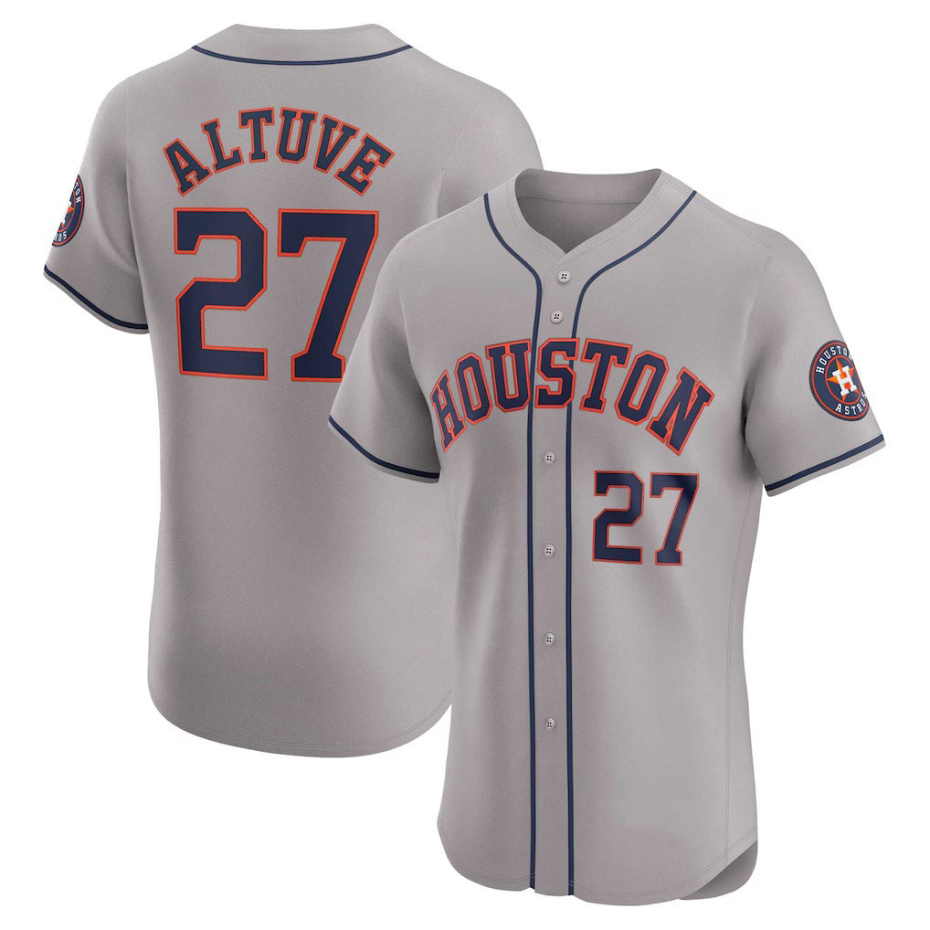 Houston Astros #27 Jose Altuve Gray JEROMEN Road Elite Player Jersey