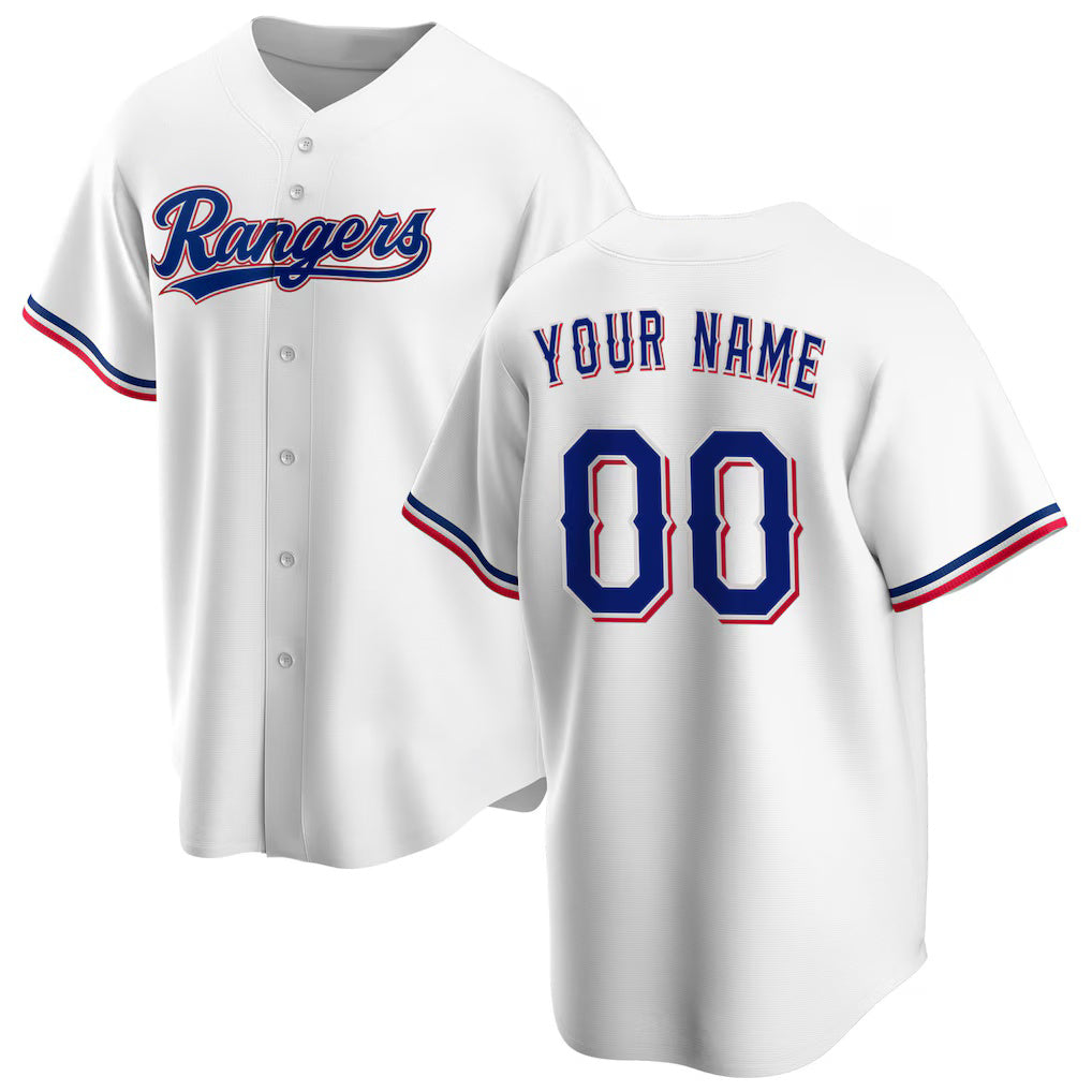 Custom Texas Rangers White JEROMEN Home Replica Jersey