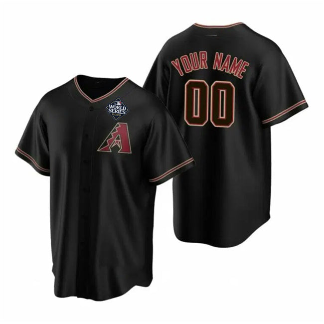 Custom Arizona Diamondbacks Active Player Black JEROMEN 2023 World Series Cool Base Stitched Jersey