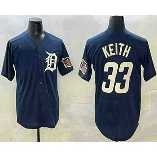 Detroit Tigers #33 Colt Keith Navy JEROMEN With Patch Cool Base Stitched Jersey 2