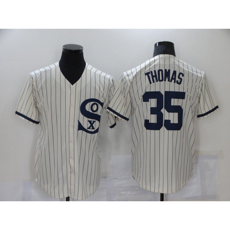 Chicago White Sox #35 Frank Thomas 2021 Cream Navy JEROMEN Field of Dreams Name Flex Base Stitched Jersey