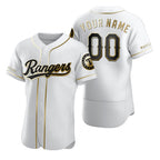 Custom Texas Rangers White JEROMEN Stitched Flex Base Golden Edition Jersey