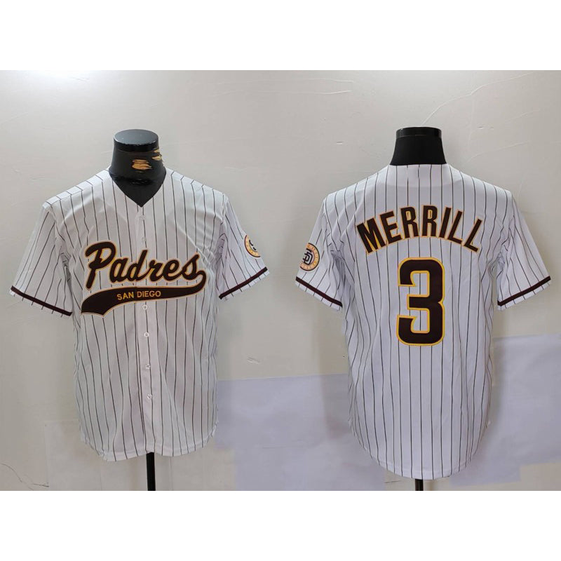 San Diego Padres #3 Jackson Merrill White JEROMEN 2023 Cool Base Stitched Jersey 2