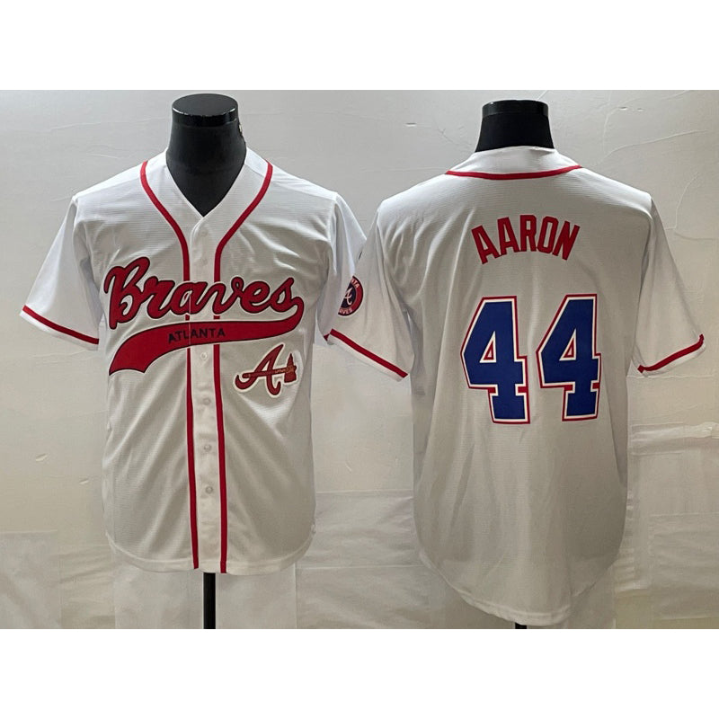 Atlanta Braves #44 Hank Aaron White JEROMEN Cool Base With Patch Stitched Jersey