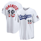 Los Angeles Dodgers #18 Yoshinobu Yamamoto White JEROMEN USA 250 Fourth of July Home Stadium Jersey