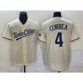 Minnesota Twins #4 Carlos Correa Cream JEROMEN 2022 City Connect Cool Base Stitched Jersey