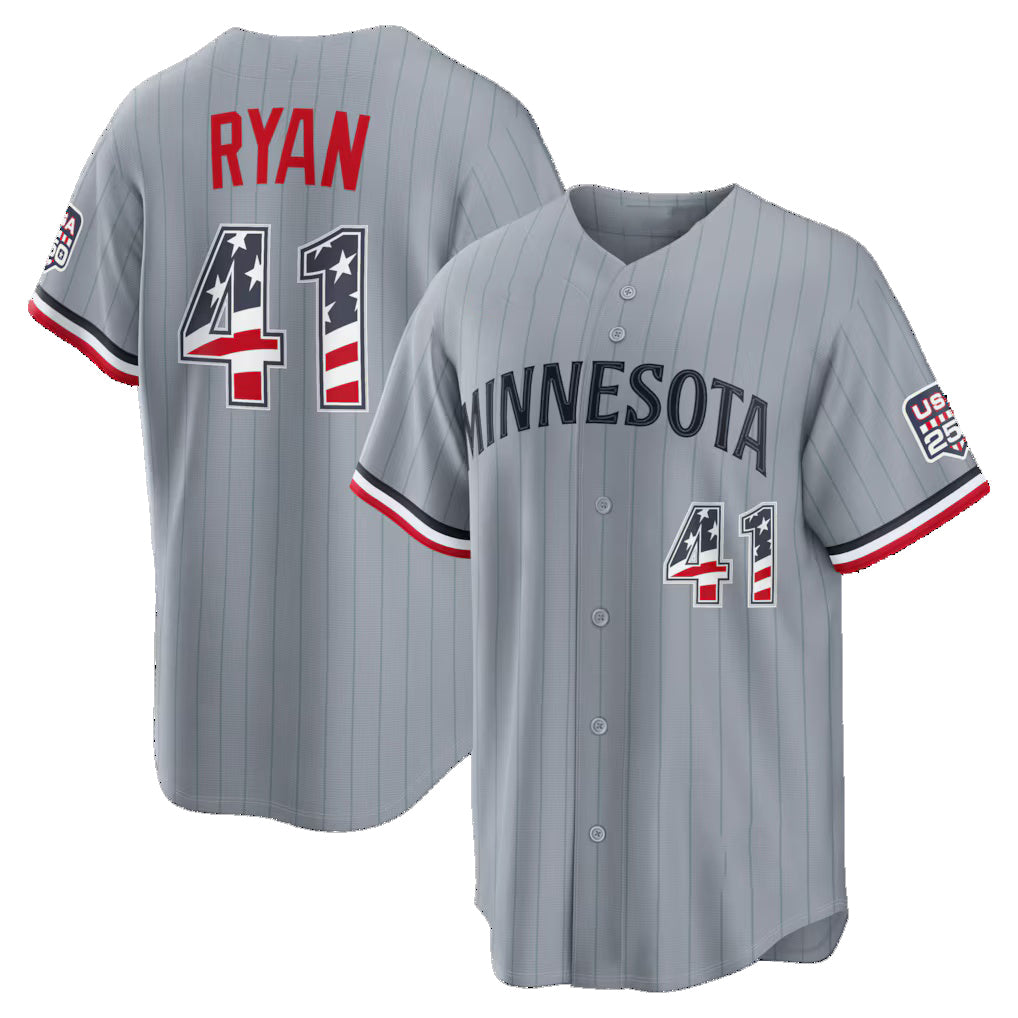 Minnesota Twins #41 Joe Ryan USA 250 Fourth of July Road Stadium Jersey - Gray JEROMEN
