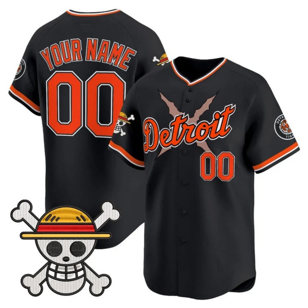 Custom Detroit Tigers x One Piece Black JEROMEN Vapor Premier Limited Jersey - Stitched