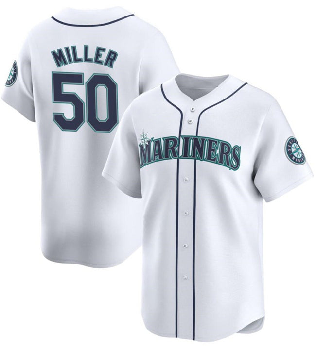 Seattle Mariners #50 Bryce Miller White JEROMEN Home Limited Stitched jersey
