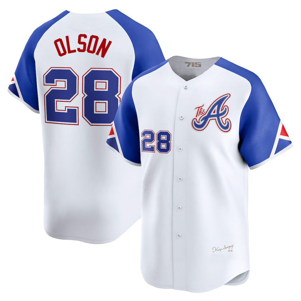 Atlanta Braves #28 Matt Olson White JEROMEN City Connect Limited Player Jersey
