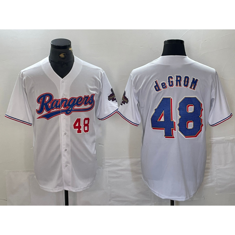 Texas Rangers #48 Jacob deGrom Number White JEROMEN 2024 Gold Collection Limited Cool Base Jerseys