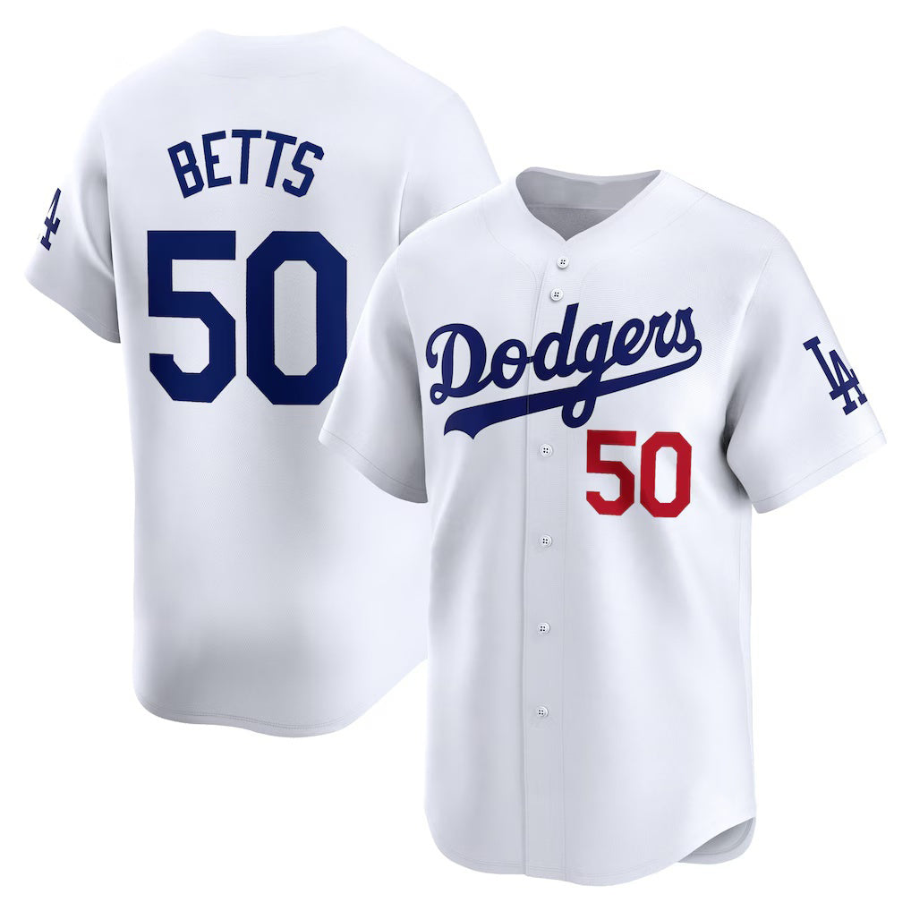 Los Angeles Dodgers #50 Mookie Betts White JEROMEN Home Limited Player Jersey