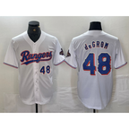 Texas Rangers #48 Jacob deGrom Number White JEROMEN 2024 Gold Collection Limited Cool Base Jersey 2