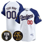 Custom Los Angeles Dodgers Vin Patch & Kobe Bryant Signature Vapor Premier Limited Jersey ¨C White 2 JEROMEN