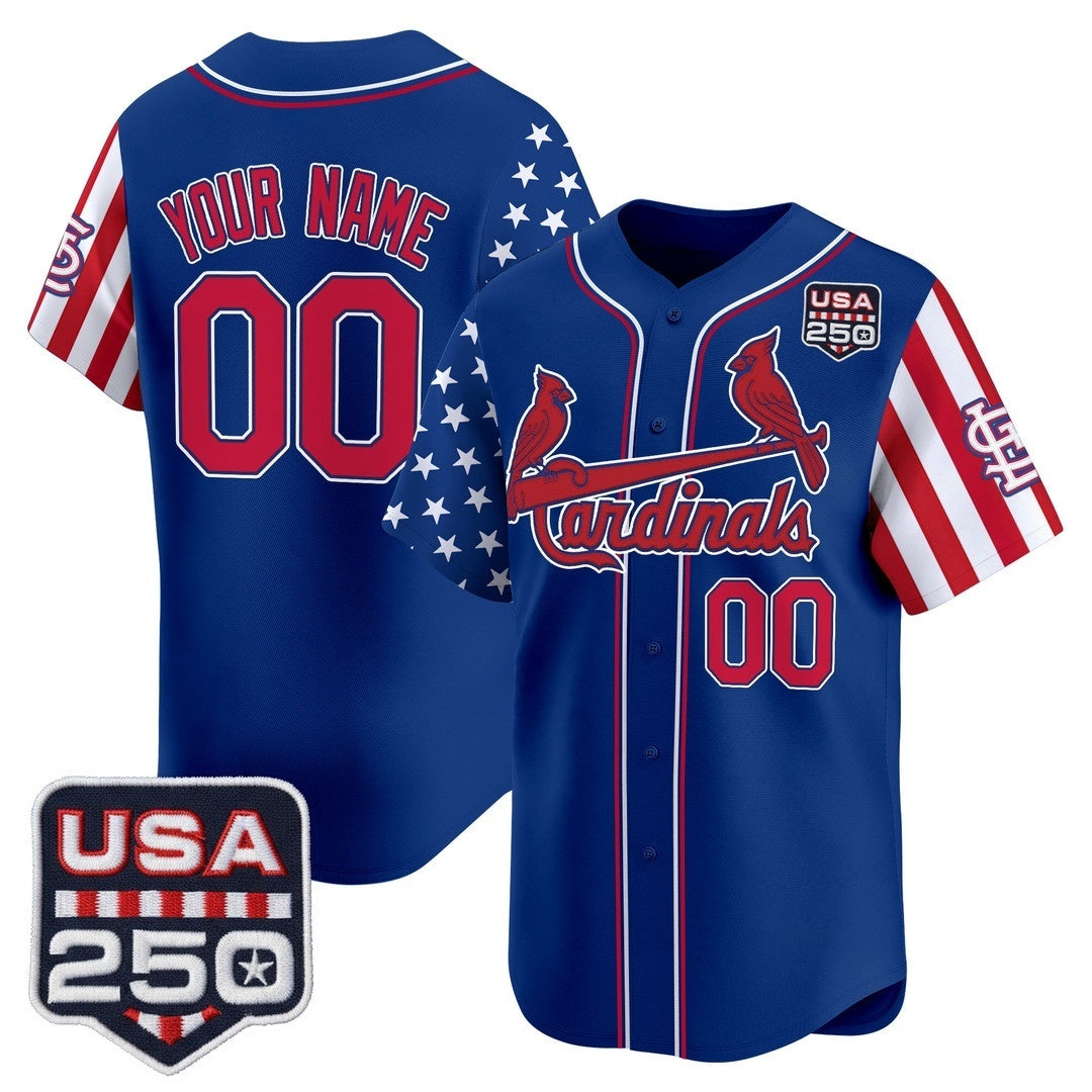 Custom St. Louis Cardinals America 250 Edition Vapor Premier Limited Royal JEROMEN Stitched Jerseys