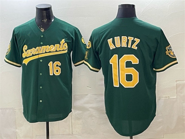 Oakland Athletics #16 Nick Kurtz 2026 Green JEROMEN Alternate Sacramento Celebrating 125 Years Vapor Limited Stitched Jersey
