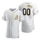 Custom Detroit Tigers White JEROMEN Stitched Flex Base Golden Edition Jersey