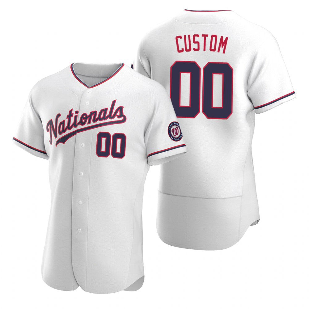 Custom Washington Nationals White JEROMEN Stitched Flex Base Jersey
