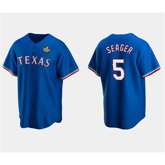 Texas Rangers #5 Corey Seager Royal JEROMEN 2023 World Series Stitched Jersey