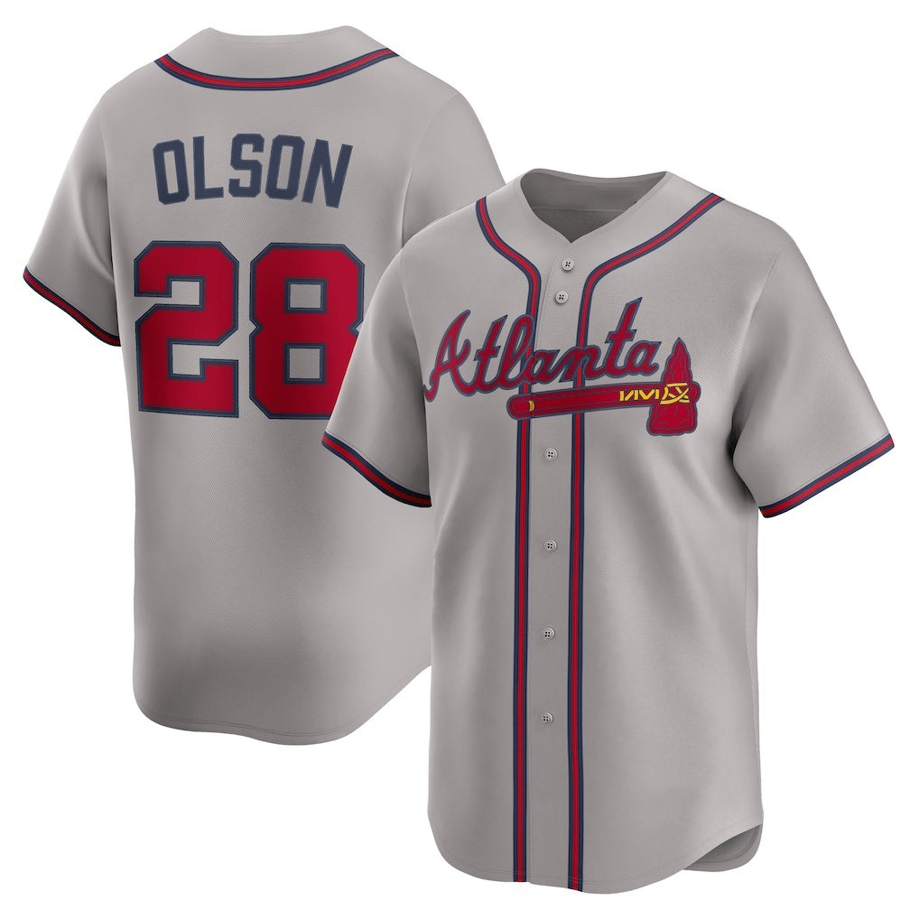 Atlanta Braves #28 Matt Olson Gray JEROMEN Road Limited Player Jersey