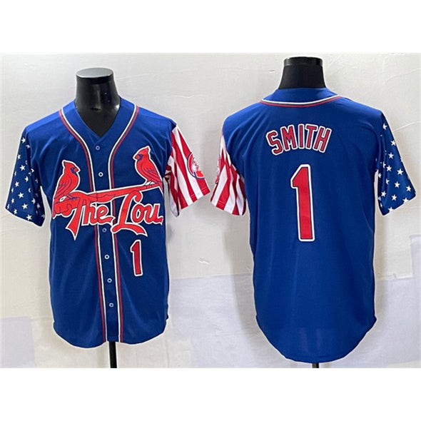 St. Louis Cardinals #1 Ozzie Smith Royal JEROMEN Independence Day Vapor Premier Limited Stitched Jersey
