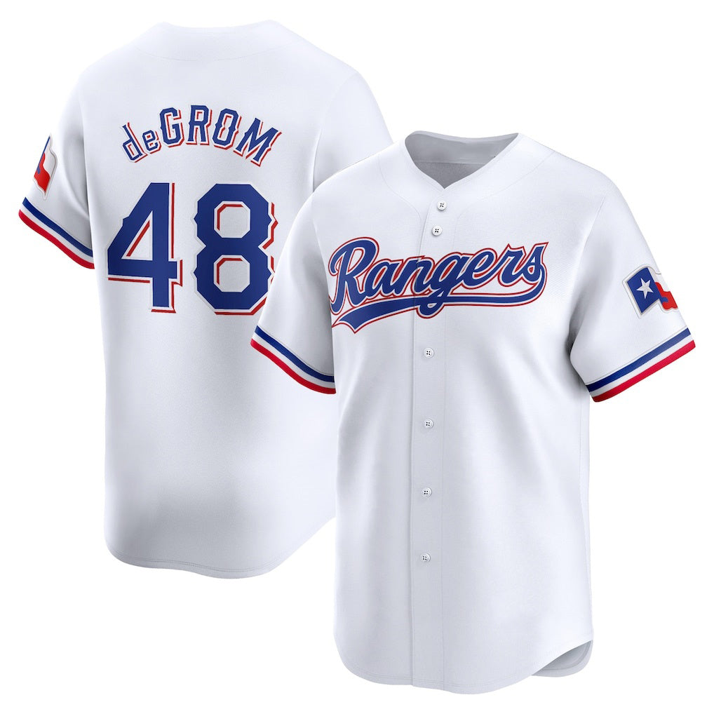Texas Rangers #48 Jacob deGrom White JEROMEN Home Limited Player Jersey