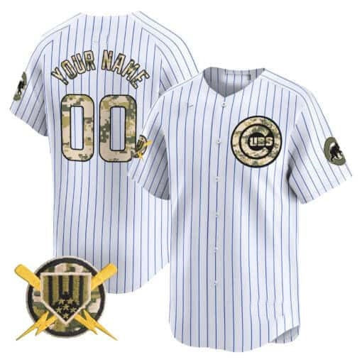 Custom Chicago Cubs Armed Forces Day Vapor Premier Limited Jersey ¨C White JEROMEN