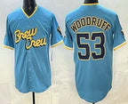 Milwaukee Brewers #53 Brandon Woodruff Powder Blue JEROMEN 2022 City Connect Cool Base Jerse