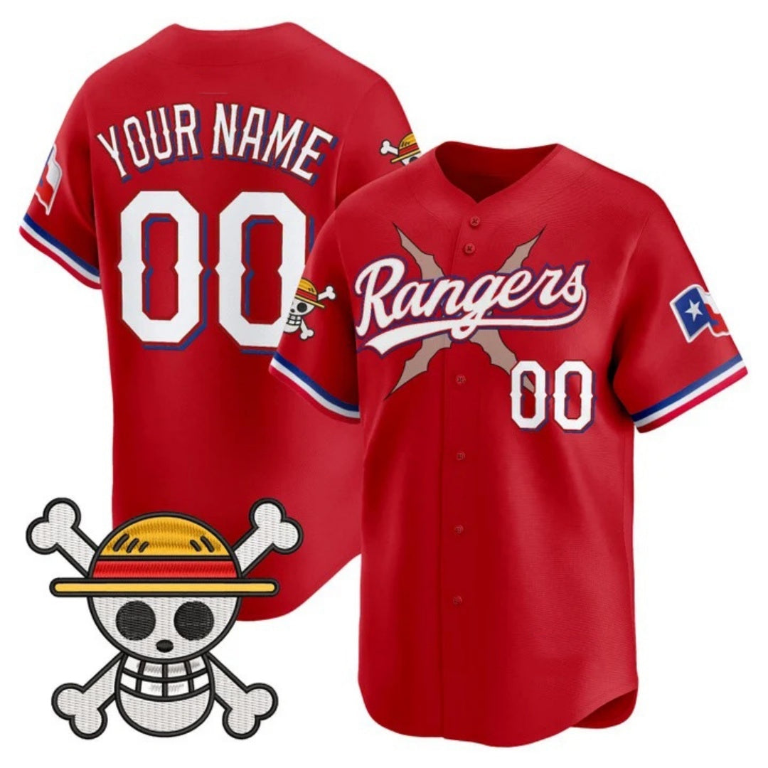 Custom Texas Rangers x One Piece Red JEROMEN Vapor Premier Limited Jersey - Stitched