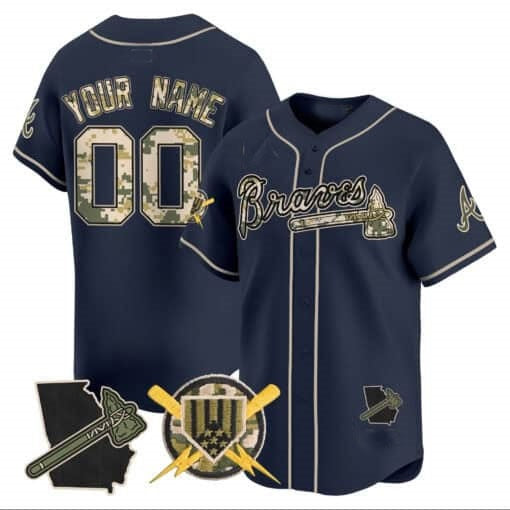 Custom Atlanta Braves Armed Forces Day Vapor Premier Limited Jersey ¨C Navy JEROMEN