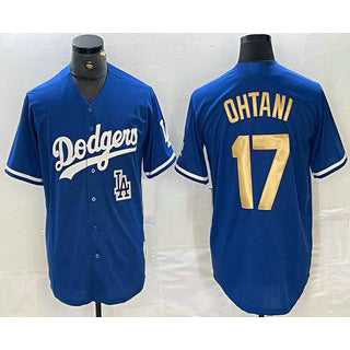 Los Angeles Dodgers #17 Shohei Ohtani Blue Gold JEROMEN Stitched Cool Base Jerseys