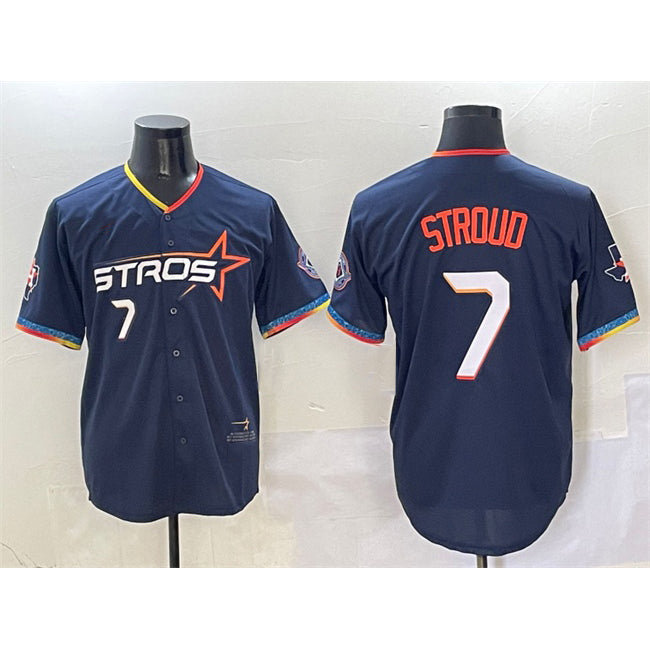 Houston Astros #7 C.J. Stroud Navy JEROMEN 2025 City Connect With Texas Patch Limited Stitched Jersey