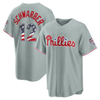 Philadelphia Phillies #12 Kyle Schwarber USA 250 Fourth of July Road Stadium Jersey - Gray JEROMEN