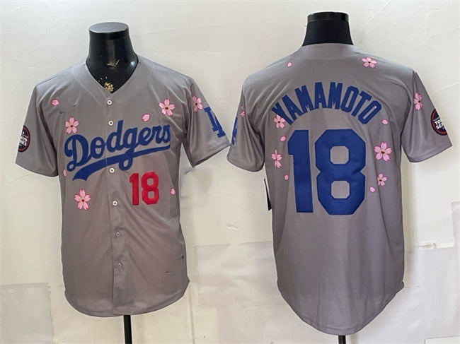 Los Angeles Dodgers #18 Yoshinobu Yamamoto Grey JEROMEN 2025 Tokyo Series Limited Stitched Jersey
