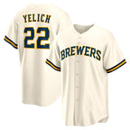 Milwaukee Brewers #22 Christian Yelich White JEROMEN Home Replica Jersey