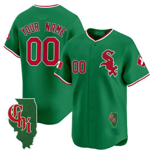 Custom Chicago White Sox Mexico Vapor Premier Limited Jersey ¨C Illinois Patch ¨C Green JEROMEN