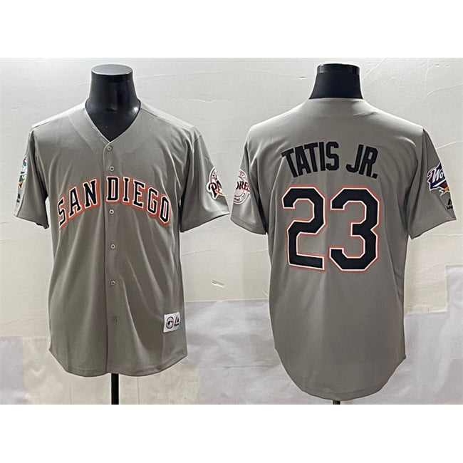San Diego Padres #23 Fernando Tatis Jr. Gray JEROMEN Fashion Throwback With Patch Cool Base Stitched Jersey
