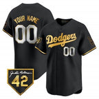 Custom Los Angeles Dodgers 2024 Jackie Robinson Patch Vapor Premier Limited Jersey ¨C All Stitched-Black JEROMEN
