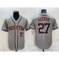 Houston Astros #27 Jose Altuve Number Grey JEROMEN With Patch Stitched Cool Base Jersey