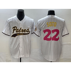 San Diego Padres #22 Juan Soto White JEROMEN Pinstripe 2023 City Connect Cool Base Stitched Jersey 2